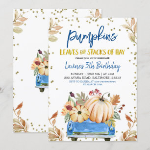 Blue Pumpkin Truck Birthday Einladung