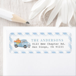Blue Pumpkin Truck Gingham Rücksendeadresse
