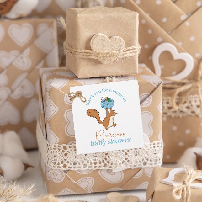 Blue Pumpkin und Eichhörnchen Baby Boy Baby Dusche Geschenkanhänger (Von Creator hochgeladen)