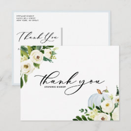 Blue Pumpkin und White Floral Abschluss Vielen Dan Postkarte