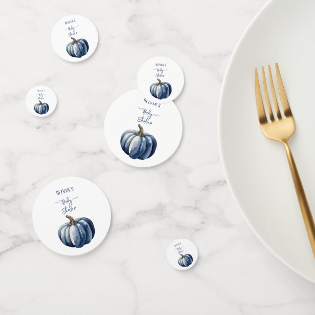 Blue Pumpkin Watercolor Boho Baby Boy Dusche Konfetti (Gruppe)