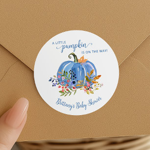 Blue Pumpkin Whimsical Baby Dusche Runder Aufkleber