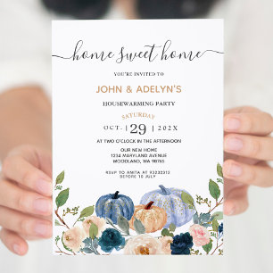 Blue Pumpkin Zuhause Sweet Zuhause House Erwärmung Einladung