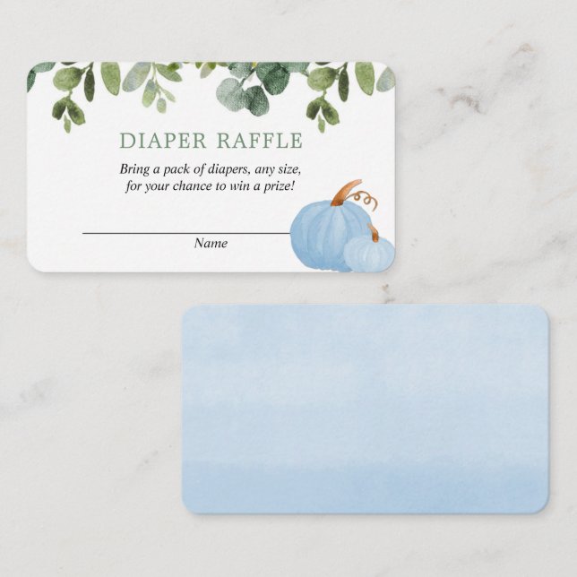 Blue Pumpkins fallen Babydusche-Windel-Gewinnkarte Begleitkarte (Vorne/Hinten)