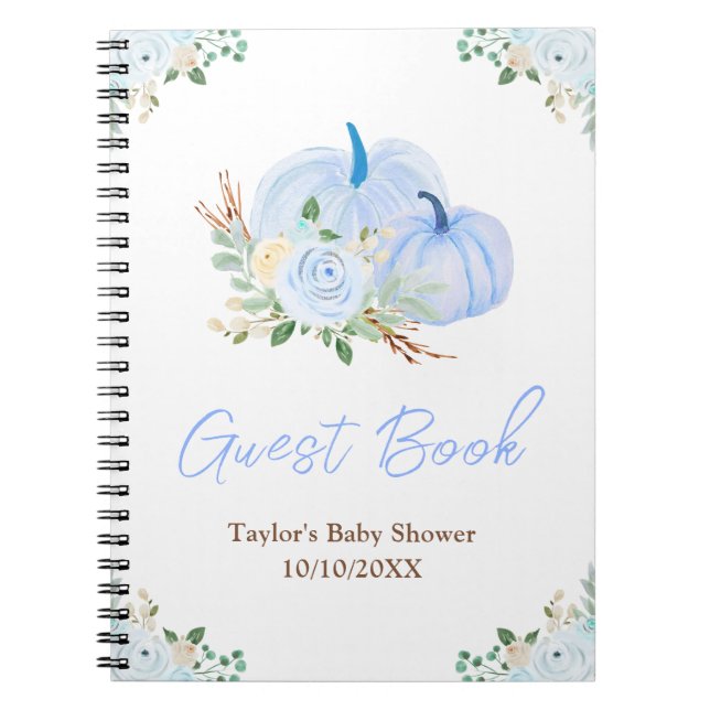 Blue Pumpkins Floral Baby Showbook Notizblock (Vorderseite)