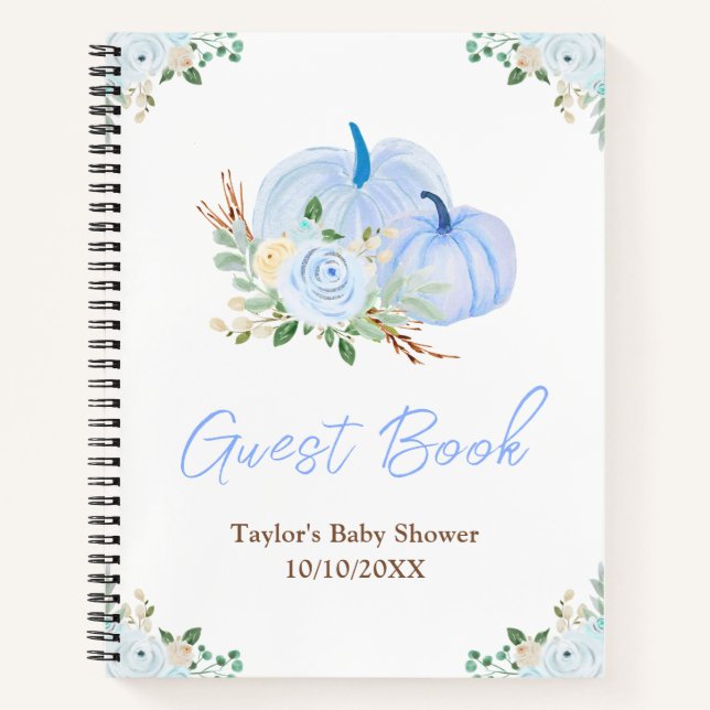 Blue Pumpkins Floral Baby Showbook Notizbuch (Vorderseite)