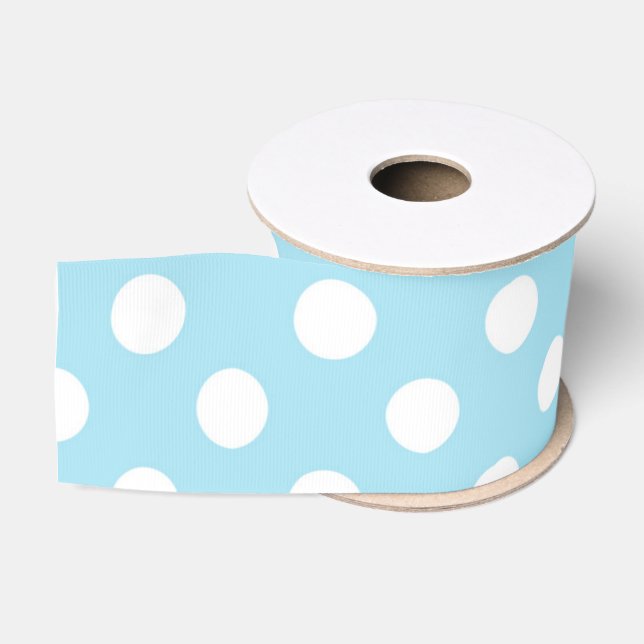 Blue Punkt Girly Modern Niedlich Grosgrain Ribbon Ripsband (Spule)