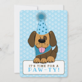 Blue Puppy Dog Foto Paw-ty Einladung
