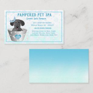 Blue Puppy in Tub Pet Groomer Business Card Visitenkarte
