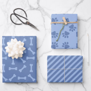 Blue Puppy Party Geschenkwrake, Kinder und Haustie Geschenkpapier Set