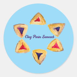 Blue Purim Hamantaschen Runder Aufkleber