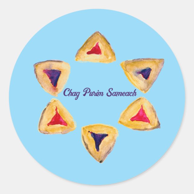 Blue Purim Hamantaschen Runder Aufkleber (Vorderseite)