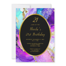 Blue, Purple and Gold Ink Birthday Party