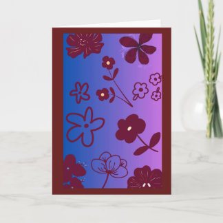 Blue Purple & Burgundy Floral Design  Karte