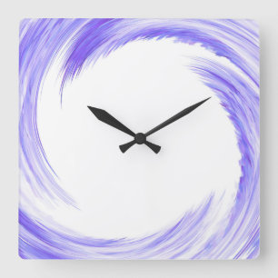 Blue Purple Swirl Abstract Art Quadratische Wanduhr