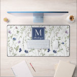 Blue Purple Wildflower Monogram Name Schreibtischunterlage<br><div class="desc">This monogram name blue wildflower pattern would look beautiful in your home,  accessorizing your living space to new a new heightened look. If you would like to personalize this product,  please contact the designer.</div>