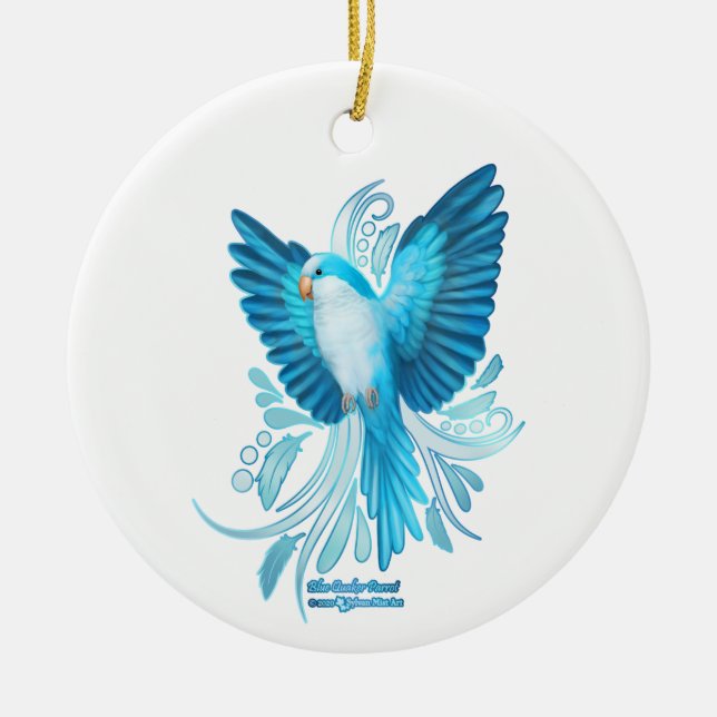 Blue Quaker Parrot Keramik Ornament (Vorne)