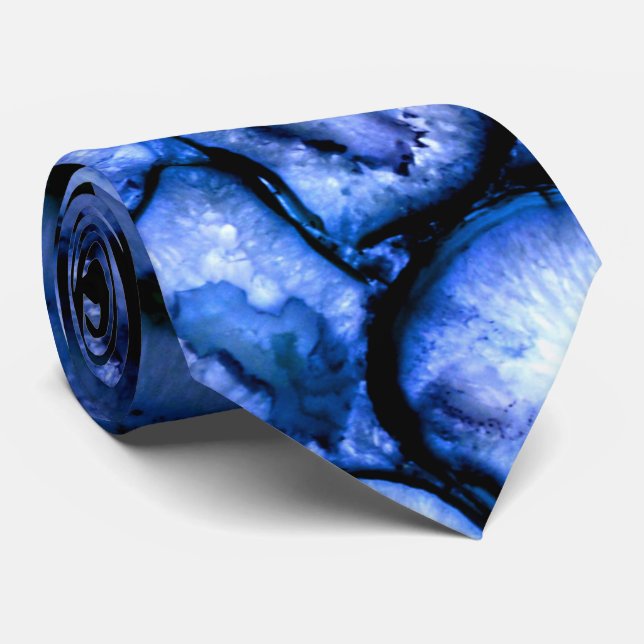 Blue Quartz Agate Geodes Krawatte (Gerollt)