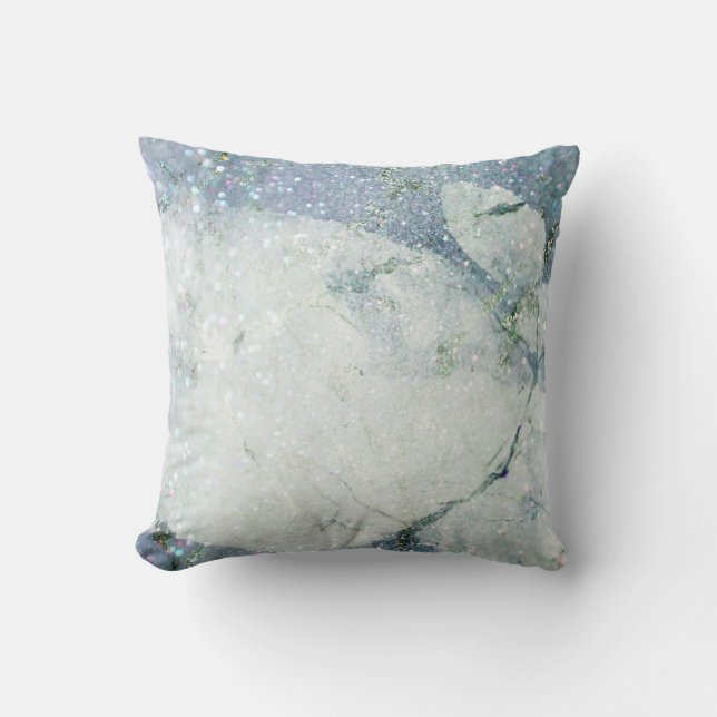 Blue Quarz Diamond Veins Moderner Marmorstein Kissen (Vorderseite)