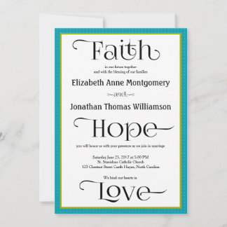 Blue Quatrefoil Christian Faire-part de mariage
