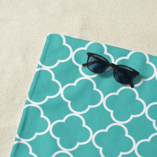 Blue Quatrefolie, Latticework, marokkanischer Trel Strandtuch
