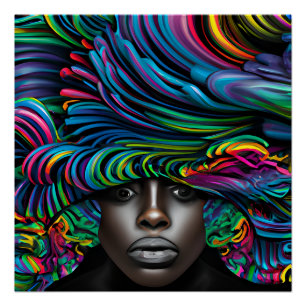 Blue Queen Rainbow Niedlich Hair Black Melanin Afr Poster