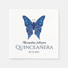 Blue Quinceanera Birthday Serviette