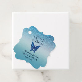 Blue Quinceañera Butterfly Vielen Dank Geschenkanhänger