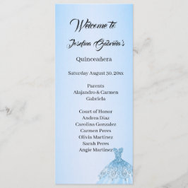 Blue Quinceanera double side program card  Programm
