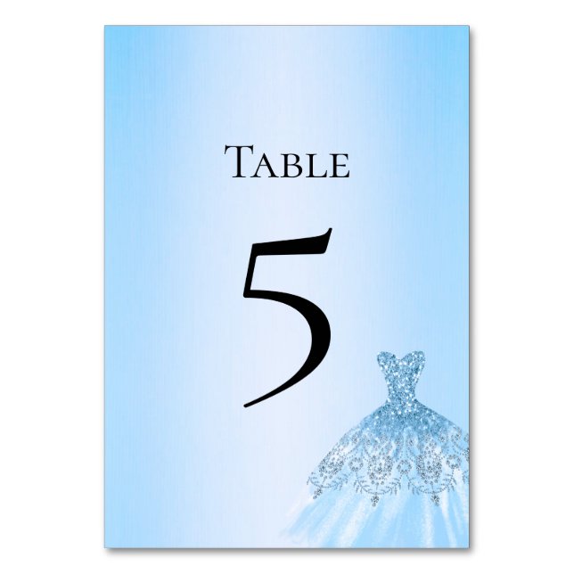 Blue Quinceanera Table Number Card Tischnummer (Vorderseite)