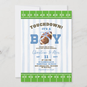 Blue Quirky Touchdown Boy Baby Dusche Einladung