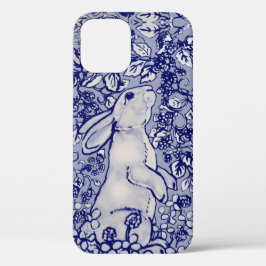 Blue Rabbit Bunny Floral Delft Dedham Animal Case-Mate iPhone Hülle