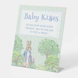 Blue Rabbit Gingham Baby Kisses Baby Showspiel Sockelschild