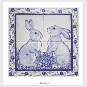 Blue Rabbit Mural Decoration für 6" Tiles Dedham Aufkleber
