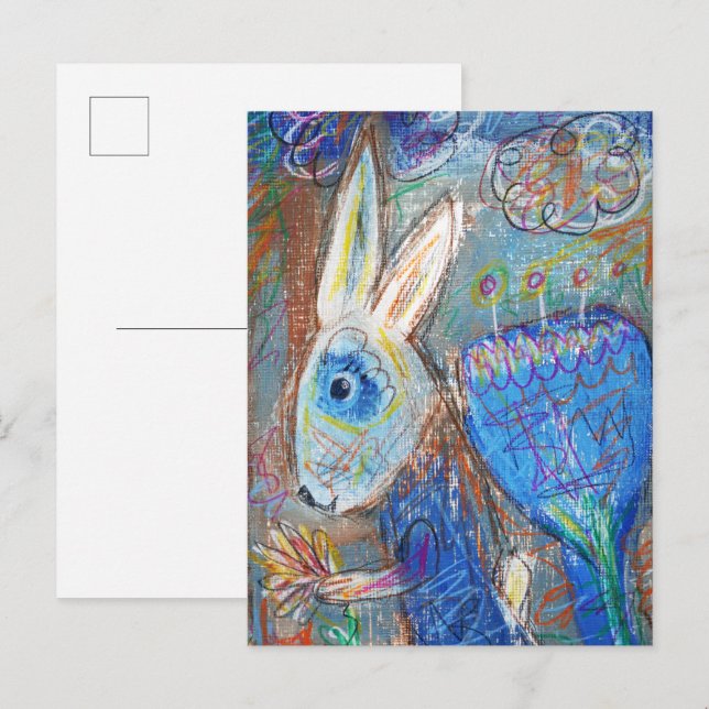Blue Rabbit Postkarte (Vorne/Hinten)