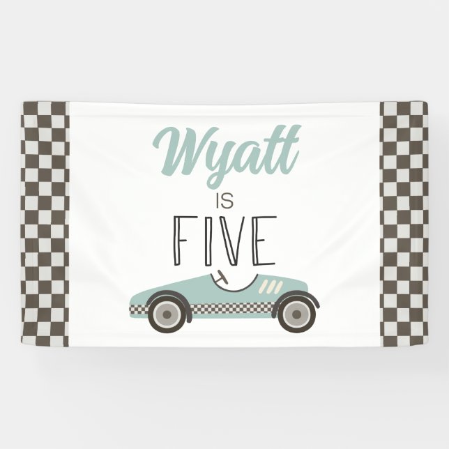 Blue Race Car 5. Geburtstagsbanner Banner (Horizontal)