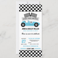 Blue Race Car Baby Shocket Einladung