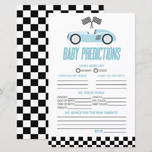 Blue Race Car Baby Shower Predictions Game