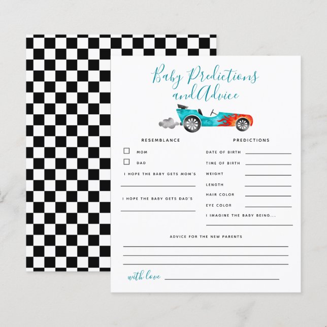 Blue Race Car Baby Vorhersagen und Ratschläge (Vorne/Hinten)