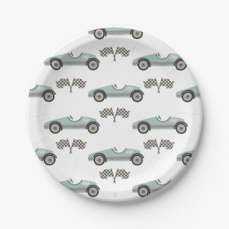 Blue Race Car Birthday Paper Teller