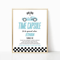 Blue Race Car Birthday Party Time Kapsel Zeichen