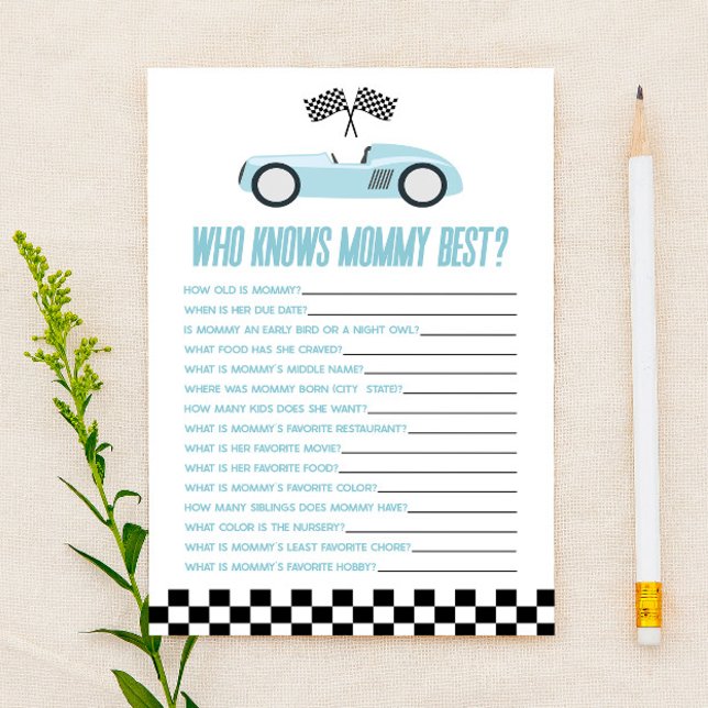 Blue Race Car, der Mommy Baby Shower Game kennt (Von Creator hochgeladen)