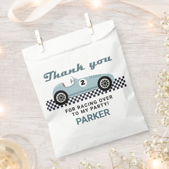 Blue Race Car Racing Geburtstagsparty Geschenktütchen (Ausgeschnitten)