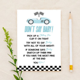 Blue Race Car Say Baby Shower Game nicht