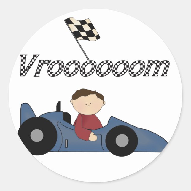 Blue Race Car Tshirts und Geschenke Runder Aufkleber (Vorderseite)