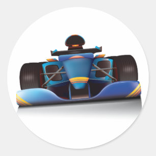 Blue Racing Car Runder Aufkleber