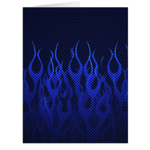 Blue Racing Flames on Carbon Fiber