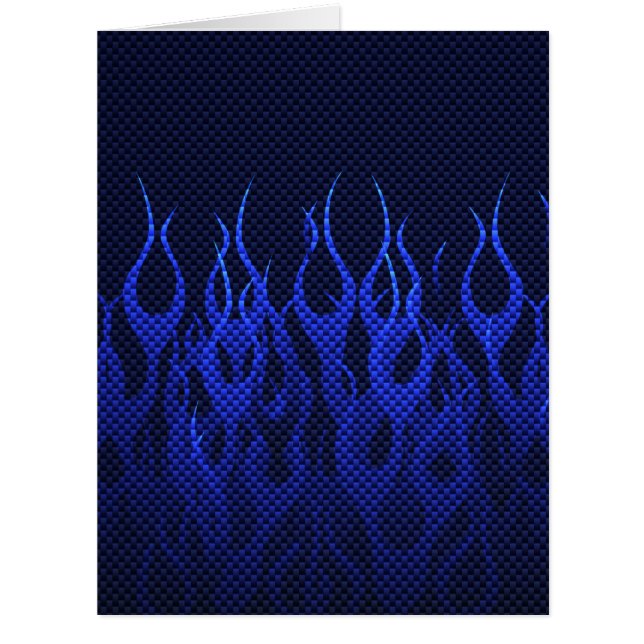 Blue Racing Flames on Carbon Fiber (Devant)
