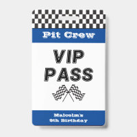 Blue Racing Party Pit Crew VIP Pass Pit Stopp