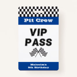 Blue Racing Party Pit Crew VIP Pass Pit Stopp Ausweis